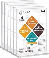 ROSSHINE A4 Acrylic Sign Holder 6 Pack T-Shape Double Sided Clear Display