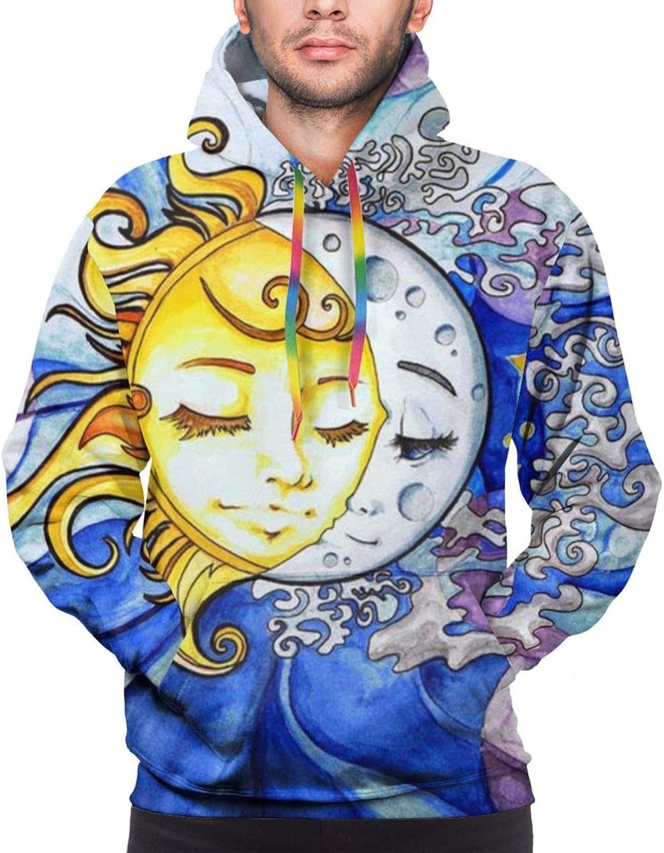 sun and moon print hoodie