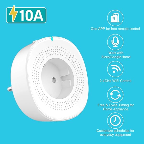 MoKo WiFi Enchufe Inteligente con 2 Puerto USB Smart Plug de Energa del Zcalo del Interruptor Funciona con Alexa Echo SmartThings Google Home App Control Remoto y Funcin de Temporizador  4 Pack