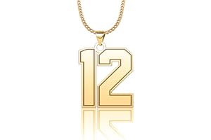 CandyCharms Stainless Steel 18K Jersey Number Necklace Sports Soccer Football Basketball Baseball for Boys Men Girls