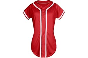 QTWW INC Womens Baseball Jersey Button Down Softball Jersey Short Sleeve Tee Hip Hop Shirt Active Team Sports Uniforms