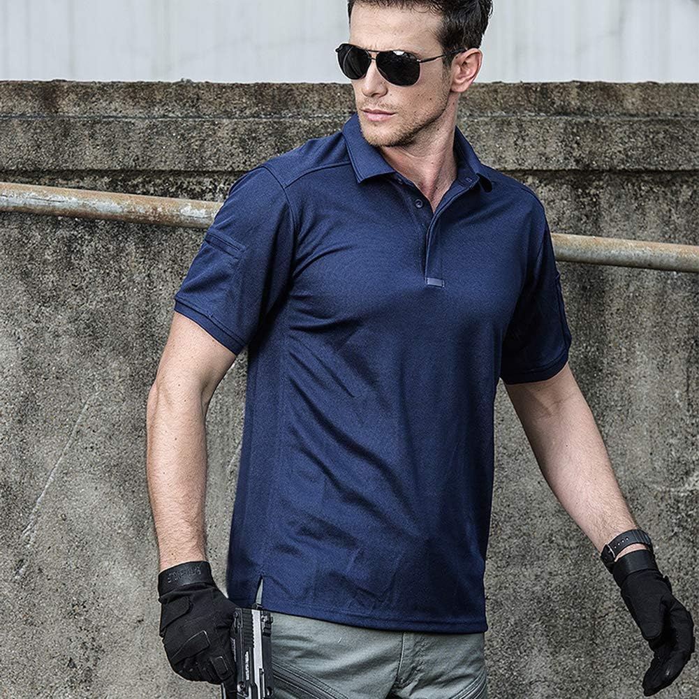 CARWORNIC Men's Tactical Shirt Quick Dry Short Sleeve Sport Polo Shirt Army Military Outdoor T- Shirt: Clothing