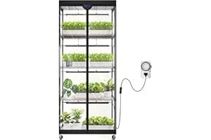 Barrina LP750 Indoor Greenhouse with Grow Light, 5-Tier Plant Stand with Light 140W TX-S35 2FT, 5000K Full Spectrum Plant Shelf with Tent, Timer & Thermometer for Seed Tray Growth 29.5 x 13.8 x 70.9IN