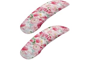 Wanzuoeng Office Chair Arm Covers - Flowers Printed Armrest Covers, Removable, Stretch, Washable, Protectors for Office Chairs, 2Pcs/Set