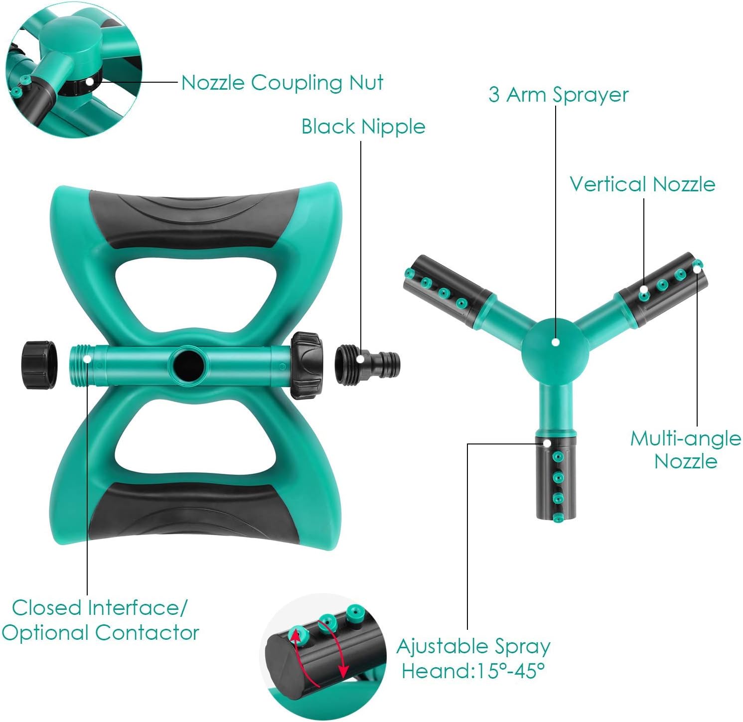 Fixkit Aspersor deJardín, Aspersor Automático de Agua de Césped ...