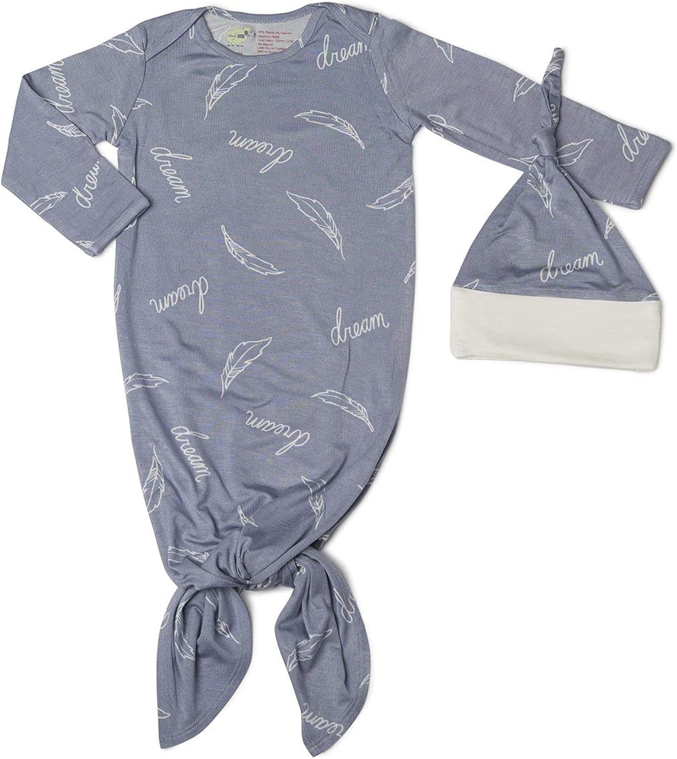 newborn knotted gown and hat set