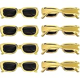 Pibupibu 8 Pack Square/Rectangle Metallic Gold Party Favor Supplies Unisex Sunglasses, UV400 Protection