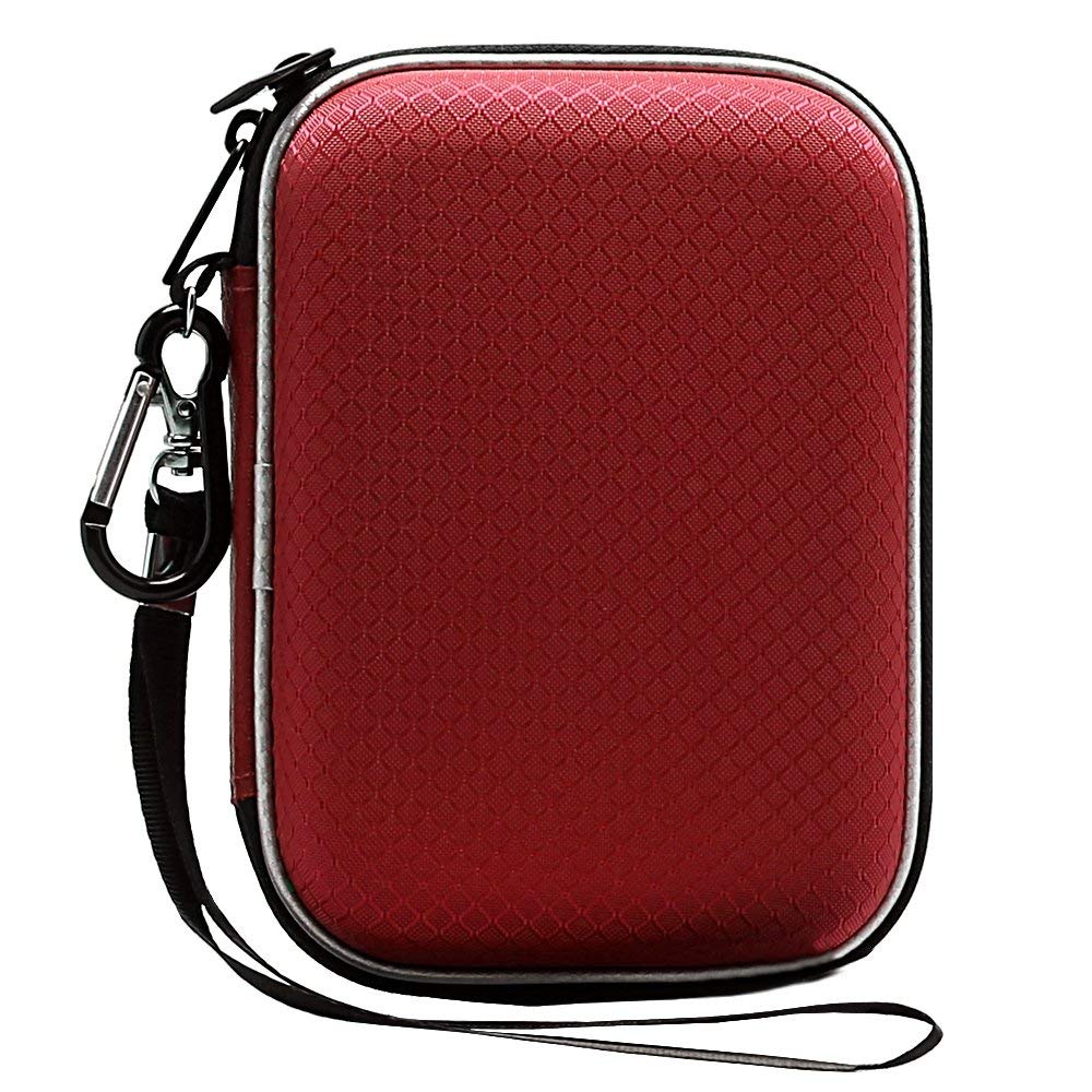 Lacdo External Hard Drive Carrying Case for Western Digital WD My Passport Mac for Ultra/WD Black P10/WD Elements 2.5 inch EVA Portable Storage Cable Case HDD 1TB 2TB 3TB 4TB 5TB Travel Cover, Red
