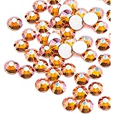 Towenm Glass Rhinestones, 1000 PCS 4mm Flatback Crystals, Non-hotfix Round Loose Gemstones for Crafts Nails Face Art, Amber