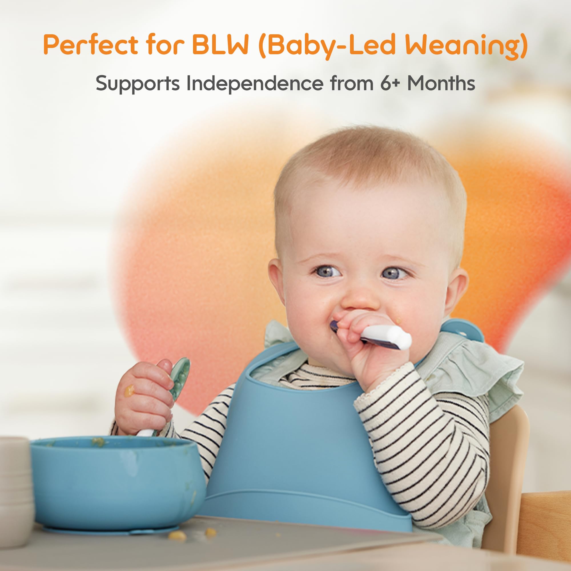 NumNum Baby Spoons Set, Baby Essentials Pre-Spoon GOOtensils for 6+ Months, First Stage Self-Feeding Spoons for Baby Led Weaning (BLW), Silicone Toddler Utensils, BPA-Free, 2 Pack Gray/Green