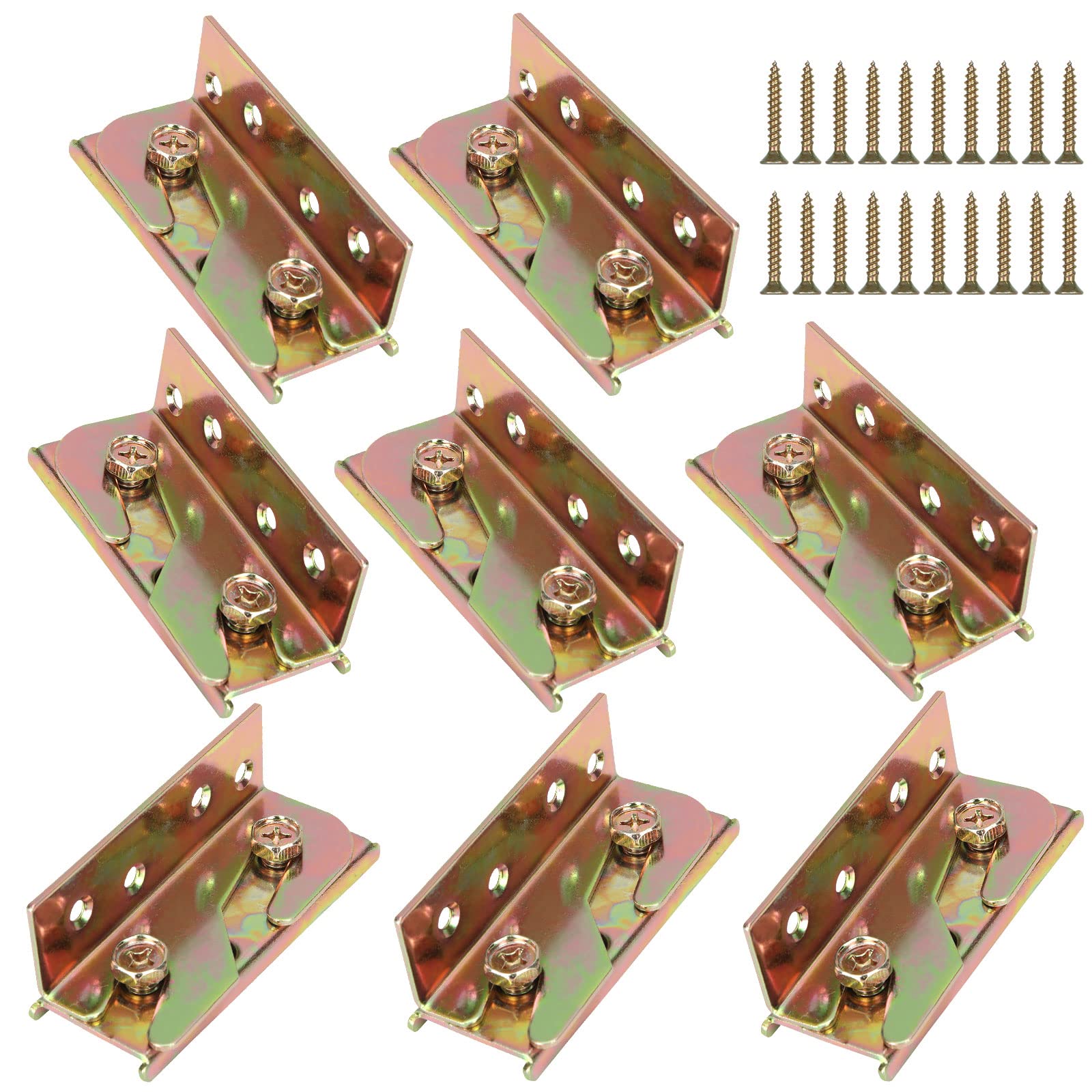 GBACHOOSE 8 Sets Bed Rail Brackets Heavy Duty Bed Frame Hardware No-Mortise Bed Rail Fittings Wooden Bed Frame Connectors for Headboards, Footboards (Screws Included)
