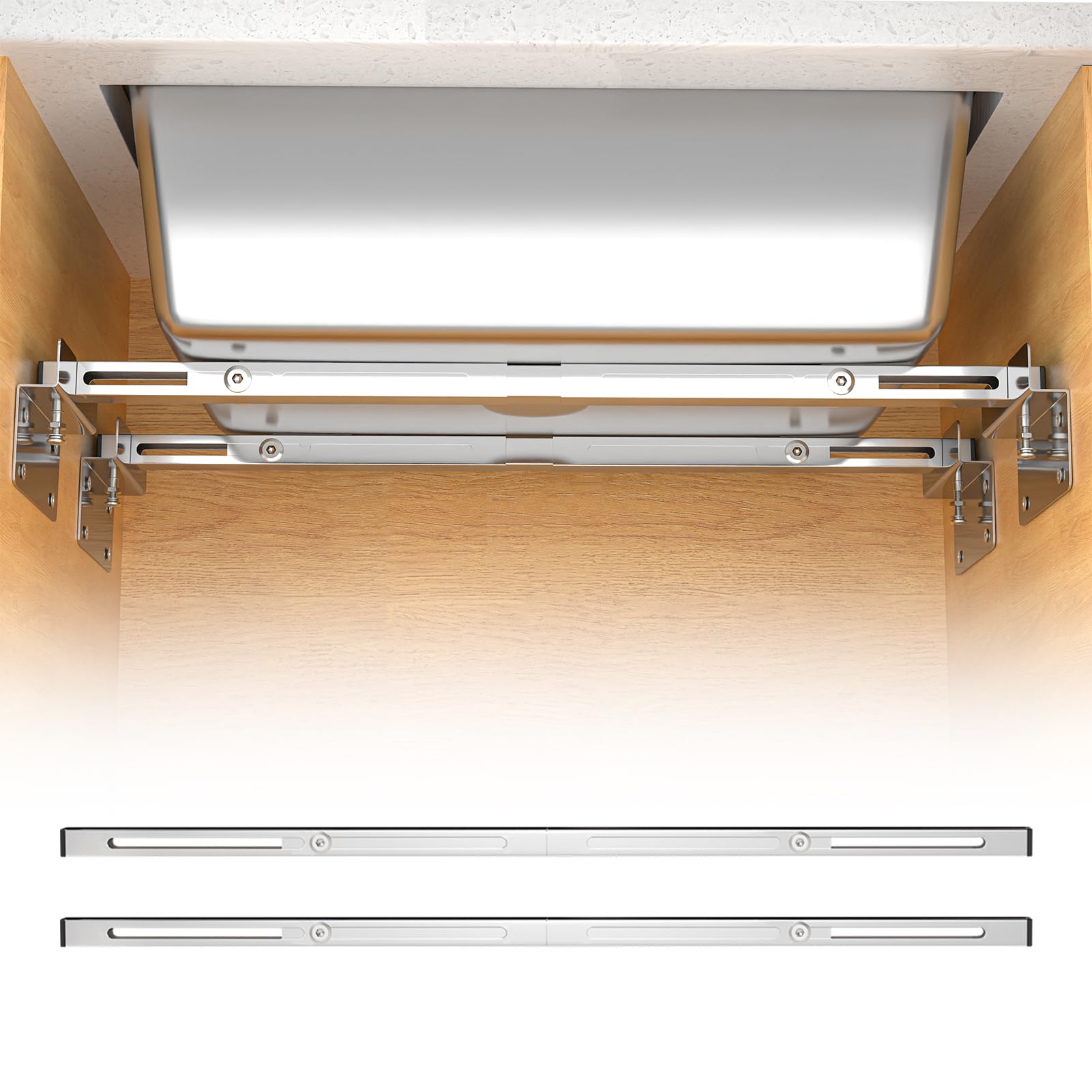 Photo 1 of Heavy Duty Undermount Sink Brackets & Kitchen Sink Installation Parts Kit - 800 lbs Capacity Adjustable Stainless Steel Support, Horizontal Space-Saving Design for Kitchen Sinks (71-100cm)