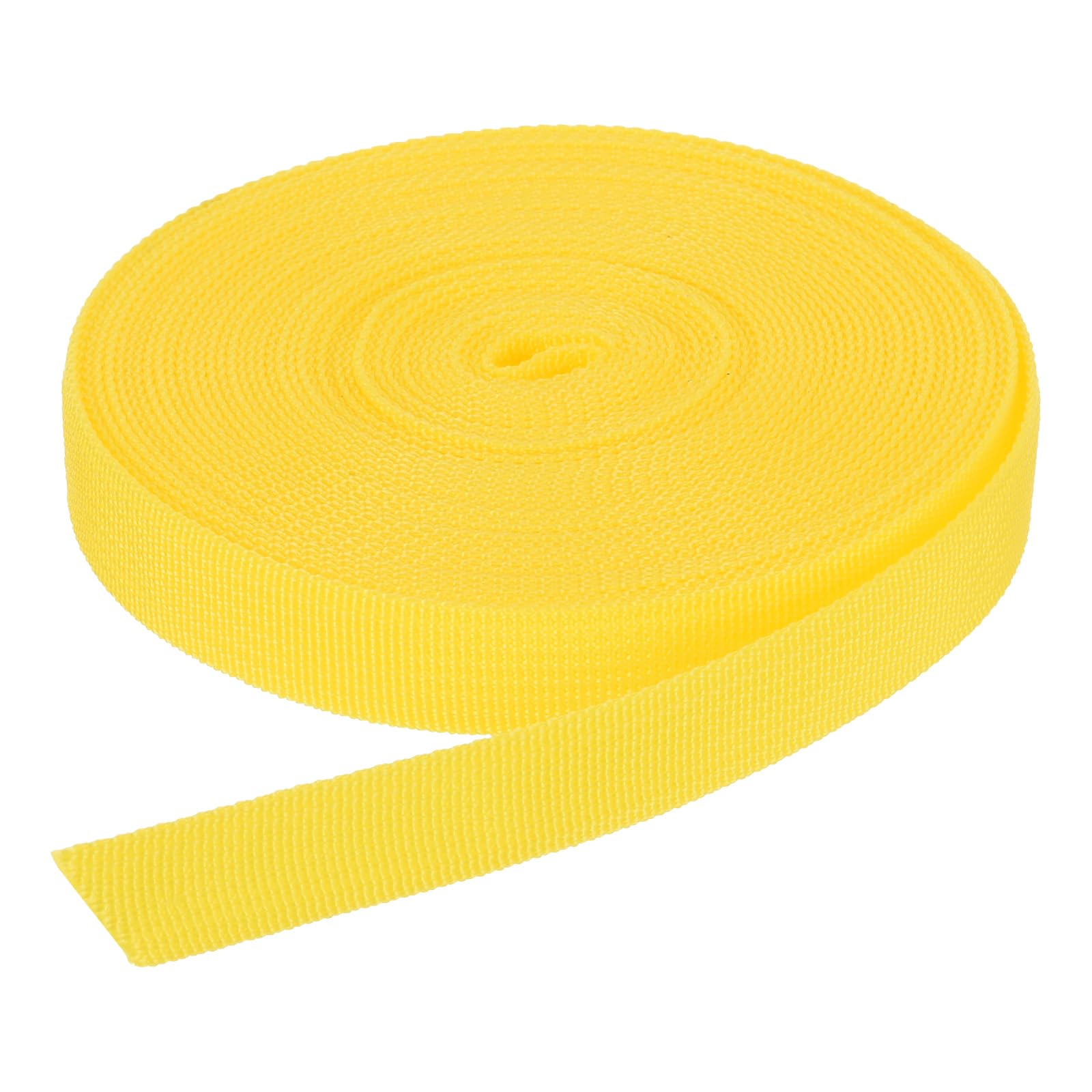 DMiotech 10 Yard x 3/4 inch Width Nylon Webbing Strap Poly Flat Webbing Strapping for DIY Craft Backpack Strapping, Sewing, Outdoor Gear Repair, Bright Yellow