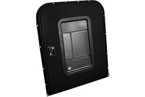 Leisure Coachworks Teardrop 30" X 36" Face Mount Foam Core Passenger Side Door with Radius Corners on Top and Square Bottom with Screen Door (30"(W) X 36"(H) Pass Side, Black)