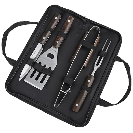 Utensilios barbacoa, Blusmart Juego de utensilios para barbacoa de acero inoxidable kit 4 piezas