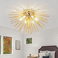 Sputnik Flush Mount Ceiling Light Fixture, 6-Light Gold Firework Ceiling Lights, 19.6" Modern Chandeliers Close to Ceiling La