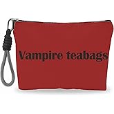 Make Up Bag For Woman, Cosmetic Bag With Hand Strap - Vampire Teabags - Lined Toiletry Bag - Gothic Pouch, Horror Organizer With Zipper, Women Essentials & Accessories - A18