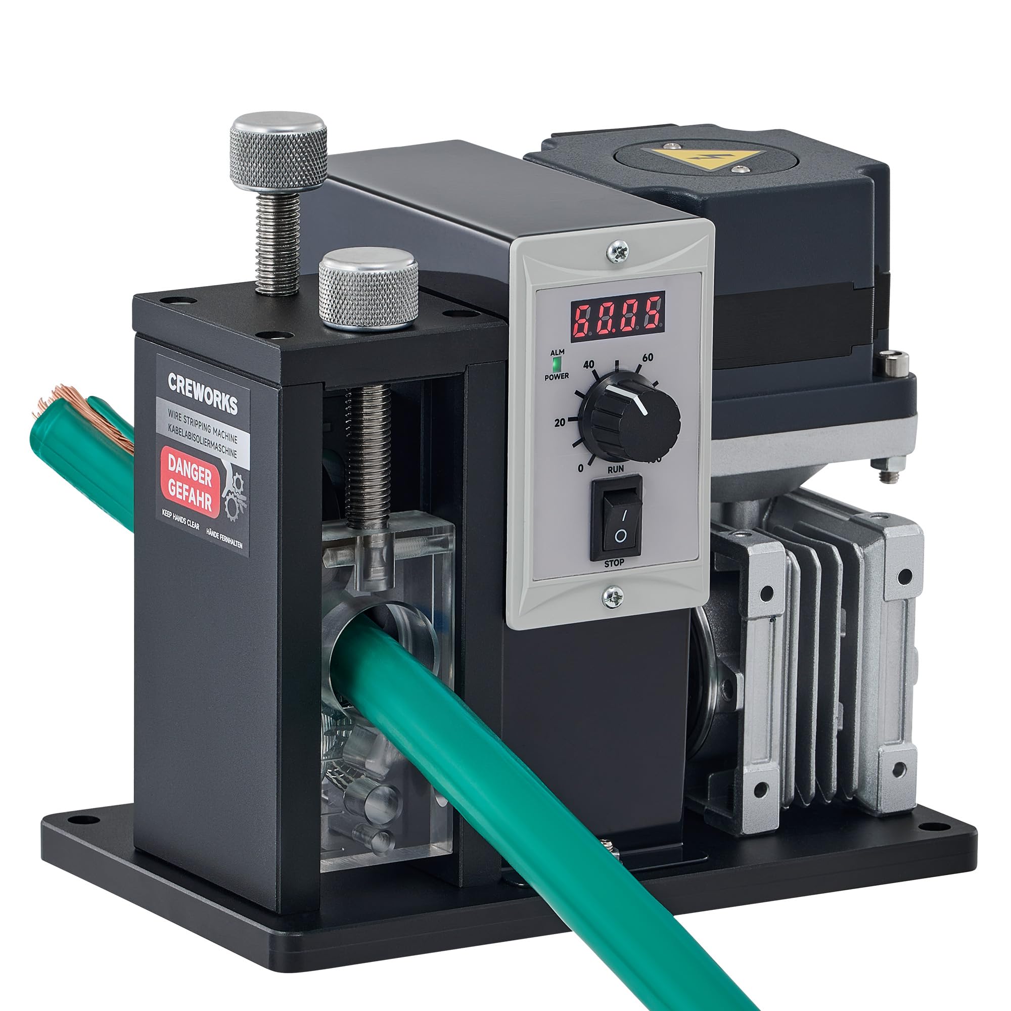 Photo 1 of CREWORKS Automatic Wire Stripper Machine, Speed Adjustable Electric Wire Stripping Machine with Real-Time Speed Display, 200W Cable Stripper Machine for 0.04-1 in. Copper Wire Peeling Recycling
