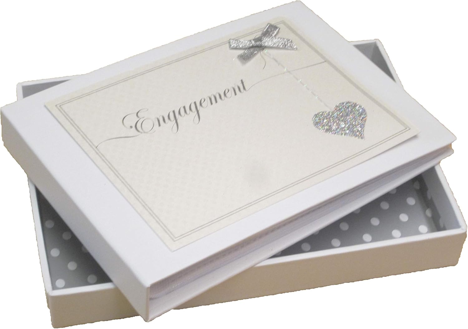 White Cotton Cards Engagement Love Heart Mini Photo Album (LLE-T), White,silver, Medium