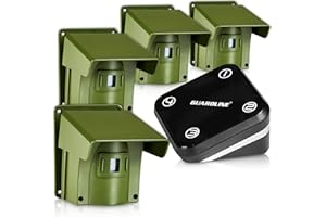 Guardline 1320 Foot Range Wireless Driveway Alarm [4 Motion Detector Alarm Sensors & 1 Receiver] Weatherproof Outdoor Security Alert System for Home & Property