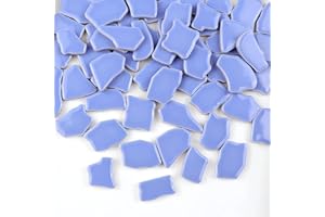 PINUO&KE 0.99 lb Glue Down Irregular Ceramics Mosaic Tile Adult Children Handmade Ceramics Craft for Outdoor Bathroom Kitchen Home Decoration DIY Art Projects(Cyan)