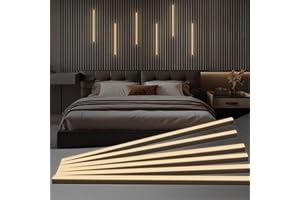 HAMRVL Black LED Recessed Lighting Kit - 6 Pcs 16in DC12V White LED Light with Smart Switch, 3000k Self-Adhesive LED Wall Lights for Wood Slat Wall Panels, Headboards, Stairs, Under Cabinet Lighting