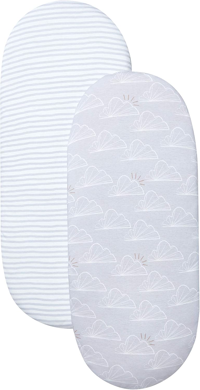 Shnuggle Moses Basket Sheets (twin pack) - Grey, Gray, 2 Count (Pack of 1)