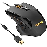 16400 DPI Gaming Mouse, TeckNet HyperTrak Laser Mouse 10 Programmable Macro Button RGB Backlight 3 LED Lighting Modes Wired MMO Computer Mice &ndash; Black