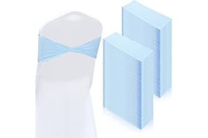Lounsweer 100 Pcs Spandex Chair Sashes Bows Without Buckle Light Blue Stretch Chair Cover Bands Baby Shower Plain Bow Sash Elastic Bands Ties for Wedding Party Hotel Banquet Events Decoration
