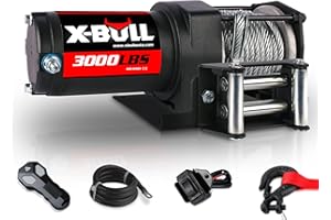 X-BULL 12V 3000LBS Steel Wire Electric Winch for Towing ATV/UTV Off Road with Mounting Bracket Wireless Remote