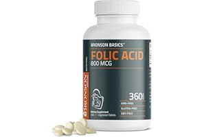 Bronson Folic Acid 800 MCG Supports Prenatal Development, 1 Year Supply, Non-GMO, 360 Tablets