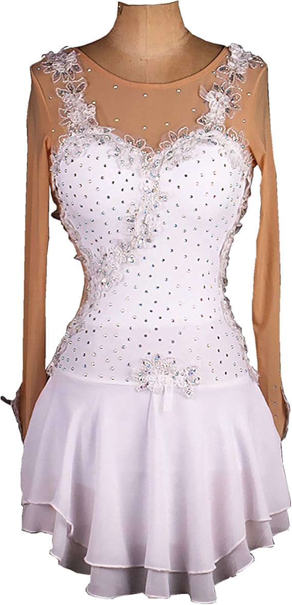 SIQIAN Girl Women Latin Rumber Rhinestones Ice Skating