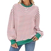 Women's Long Sleeve Round Neck Sweatshirt Loose T Shirt Blouses Tops