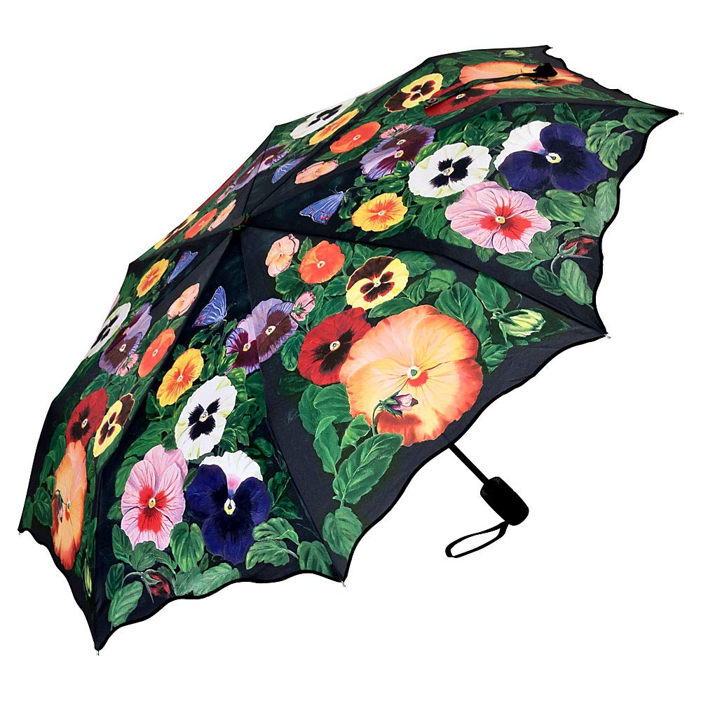 VON LILIENFELD® Folding Pocket Umbrella Automatic Lightweight auto open Telescopic Motif Flowers Women Pansies