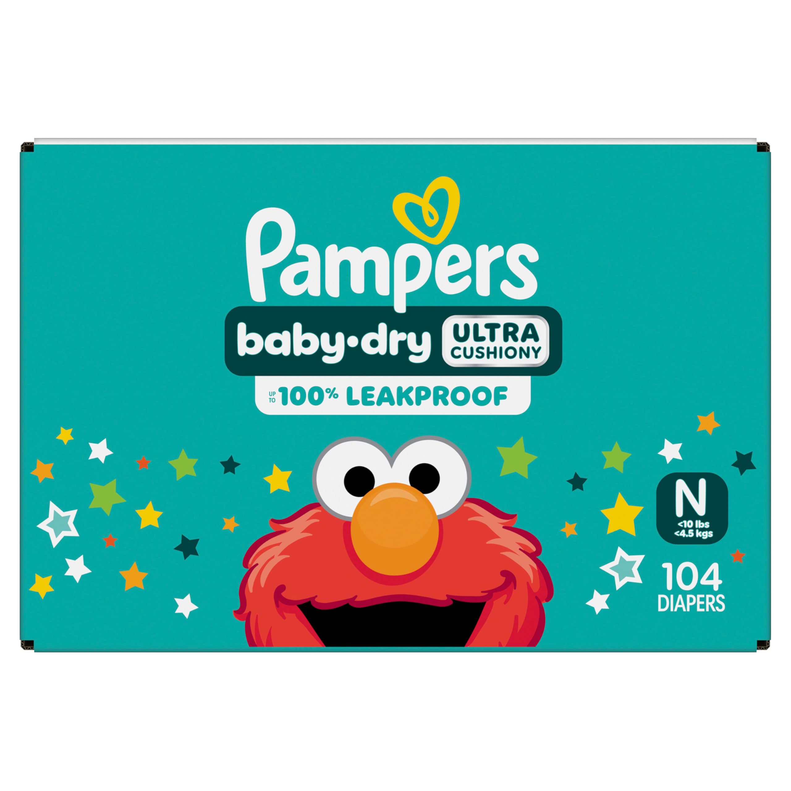 Pampers Diapers - Baby Dry - Size 0, 104 Count, Absorbent Disposable Newbort Diaper (Packaging May Vary)