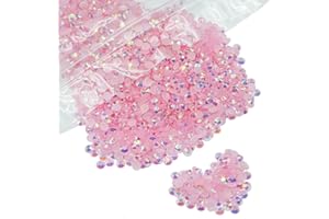 qiipii 5000PCS 4mm Light Pink AB Resin Rhinestones for Crafts Pink AB Flatback Jelly Rhinestones Bulk SS16 Non-Hotfix Stones Diamonds Crystals Gems for Mugs Tumblers Bottles DIY Crafts Decoration