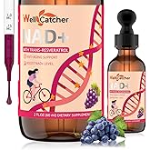 NAD+ Liquid Supplement for Women Men: NAD+ Resveratrol Drops with Grape Seed Extract CoQ10 Zinc Vitamin B2 Nicotinamide Riboside Support Energy Anti-Aging & Heart Health Grape Flavor 30 Servings