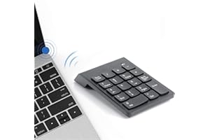 Techson Numeric Keypad with 18 Keys, Wireless Number Pad with 2.4G USB Receiver, Slim Compact for Laptop Notebook Desktop PC 