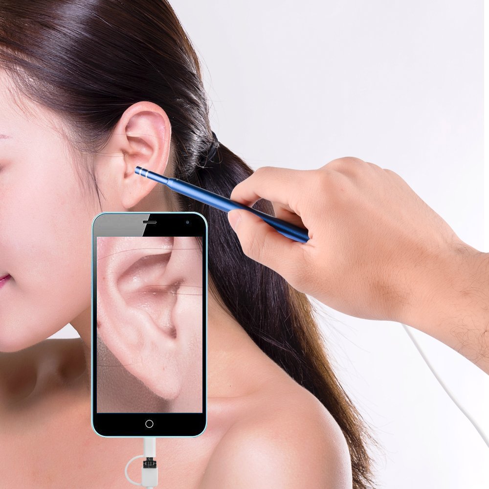 iPhone Ear Endoscope,HTLY SPR 3 in 1 USB Otoscope Visual Ear Wax Remover Tool with 6 Adjustable for iPhone, Android Cellphones,Windows PC and Mac,Waterproof HD Borescope.