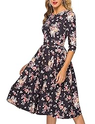 Simple Flavor Women's Floral Vintage Dress Elegant