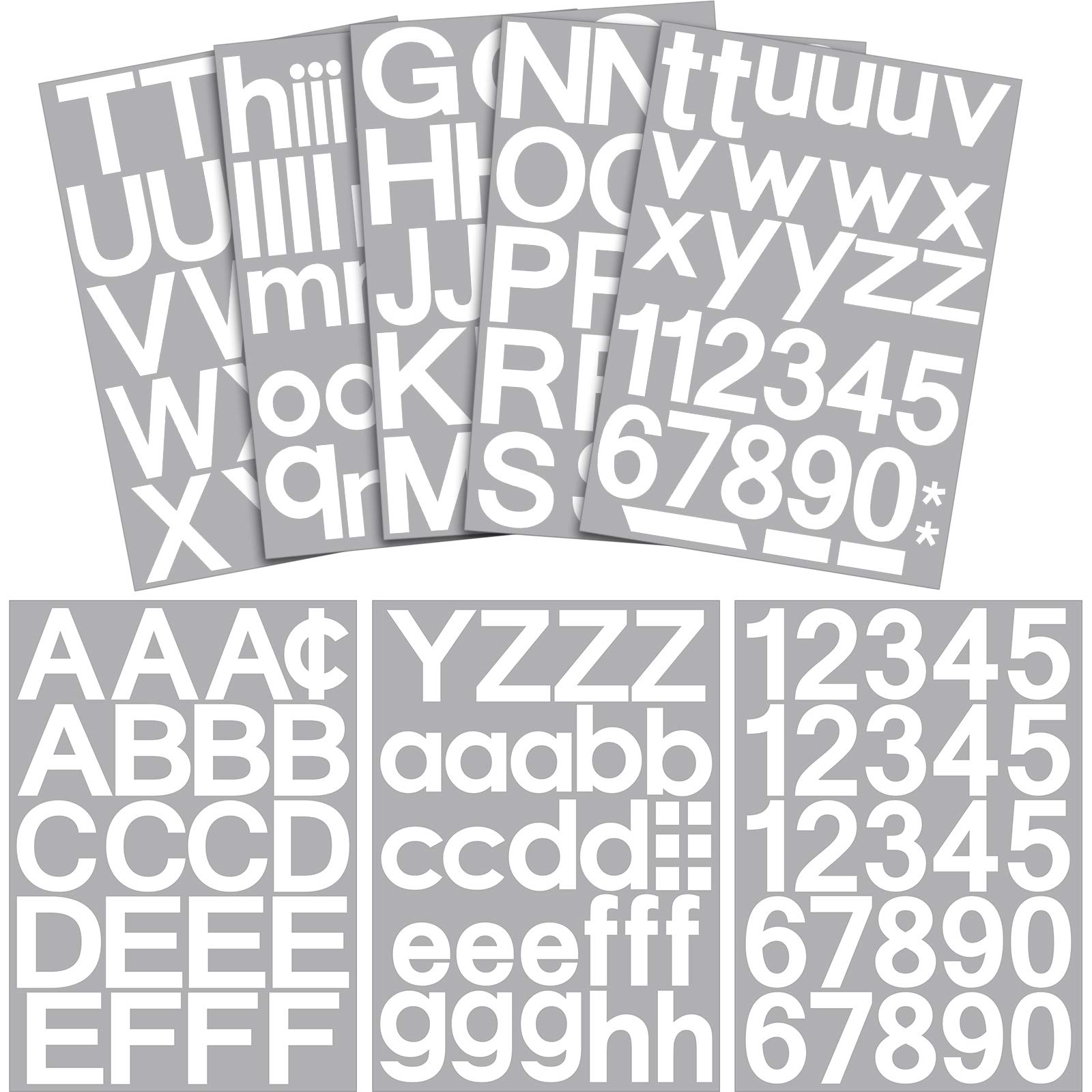 Photo 1 of Outus 8 Sheets Vinyl Letter Stickers Self Adhesive Mailbox Alphabet and Numbers Outdoor Vinyl Letters for Scrapbooking Crafts Bulletin Board Classroom School Supplies(3 Inch,White)