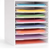 Krafetto Scrapbook Paper Storage Organizer Rack for Holding 12 x 12 Paper Storage Pouch, 8 Large Slots Desktop Papers Organizer Holder, File Sorter for Home Office School