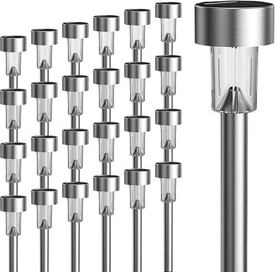 GIGALUMI Solar Lights Outdoor 24 Pack Stainless Steel Waterproof Warm White