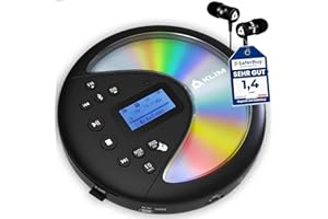 KLIM Discover Lecteur CD Portable avec Batterie Intégrée- Baladeur Lecteur CD pour Voiture, Mini Walkman, Compatible avec CD-