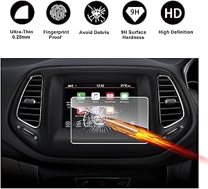 2017 2018 Compass Uconnect Touch Screen Car Display Navigation Screen Protector, RUIYA HD Clear Tempered Glass Car in-Dash Screen Protective Film (7-Inch)