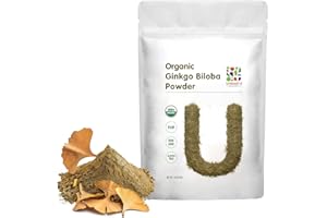 UNLEASH'D ORGANIC Organic Ginkgo Biloba Powder 16 oz Supports Brain Function and Mental Alertness Vegan Friendly Raw and Non-GMO