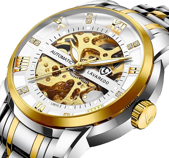 Amazon 腕時計 メンズ腕時計 機械式 スケルトン ゴールドス テンレススチール 高級 防水 自動 自動巻き ルミナス ダイヤモンド ローマ数字 ダイヤル 時計 腕時計 腕時計 通販