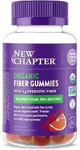 New Chapter Organic Prebiotic Fiber Gummies, 60 Gummies | USDA Organic Prebiotic Fiber for Digestive and Gut Health Support, 