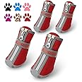 QUMY Dog Shoes for Small Dog, Puppy Dog Boots & Paw Protectors for Winter, Summer Hot Pavement, Waterproof in Rainy Weather, Outdoor Walking, Indoor Hardfloors Skid-Resistant Soles Red Size 5