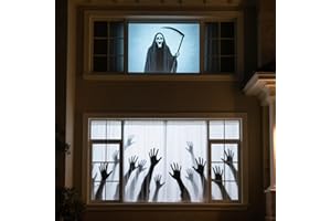 AAJK 120in Rear Projection Screen for Halloween, Portable Window Projector Screen, Holographic Rear Projection Fabric 102.3"×59" for Halloween Videos with Mounting Kit